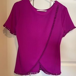 Banana Republic SM fuscia top with cross back & tassel detail